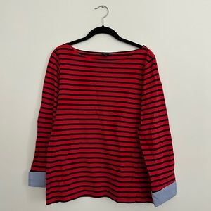 J. Crew Breton Stripe Top with Faux Cuffs, M